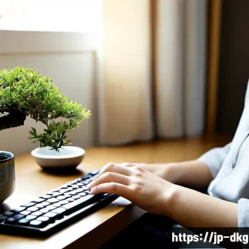 디지털 슬로우 라이프를 위한 최적의 도구 - Photorealistic serene Japanese apartment workspace for digital slow living, a young adult in modest ...