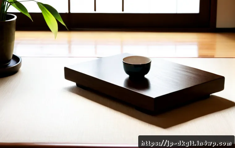 슬로우 라이프를 위한 정리 정돈 방법 - Photorealistic serene Japanese-inspired living room arranged for a slow-life lifestyle, a low wooden...